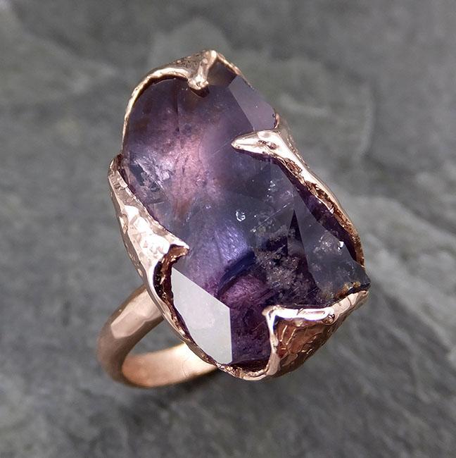 Partially Faceted Sapphire Solitaire 14k rose Gold Engagement Ring Wedding Ring Custom One Of a Kind Gemstone Ring 1176 - by Angeline