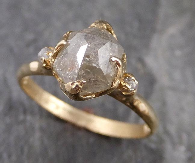 Fancy cut white Diamond Engagement 14k yellow Gold Multi stone Wedding Ring Stacking Rough Diamond Ring byAngeline 1177 - by Angeline