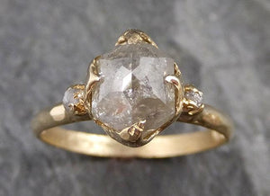 Fancy cut white Diamond Engagement 14k yellow Gold Multi stone Wedding Ring Stacking Rough Diamond Ring byAngeline 1177 - by Angeline