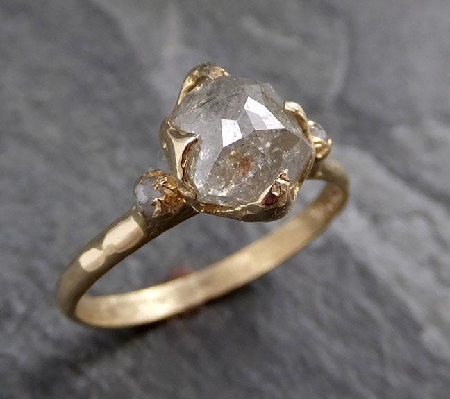 Fancy cut white Diamond Engagement 14k yellow Gold Multi stone Wedding Ring Stacking Rough Diamond Ring byAngeline 1177 - by Angeline