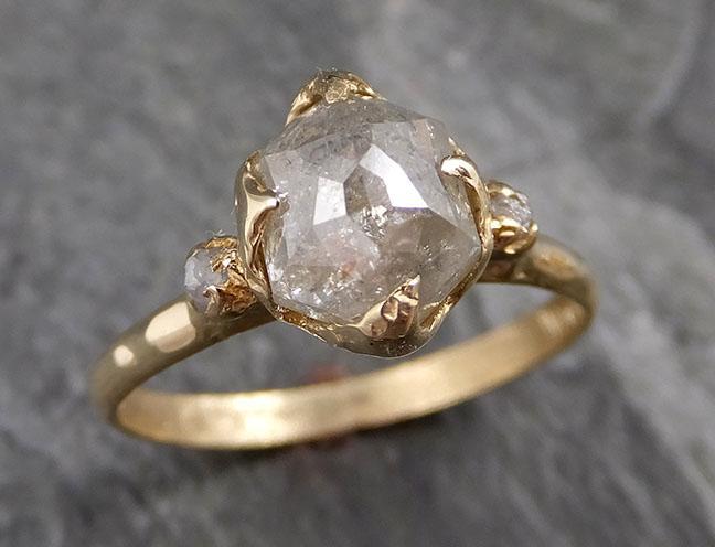 Fancy cut white Diamond Engagement 14k yellow Gold Multi stone Wedding Ring Stacking Rough Diamond Ring byAngeline 1177 - by Angeline