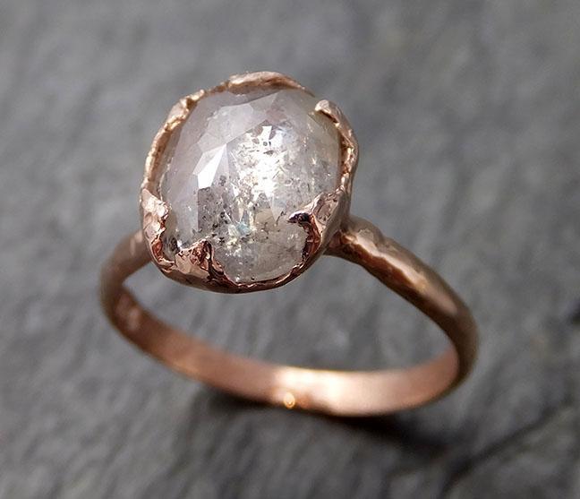 Faceted Fancy cut white Diamond Solitaire Engagement 14k Rose Gold Wedding Ring byAngeline 1193 - by Angeline