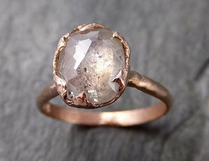 Faceted Fancy cut white Diamond Solitaire Engagement 14k Rose Gold Wedding Ring byAngeline 1193 - by Angeline