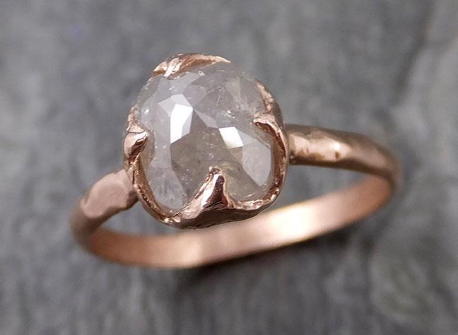 Faceted Fancy cut white Diamond Solitaire Engagement 14k Rose Gold Wedding Ring byAngeline 1194 - by Angeline
