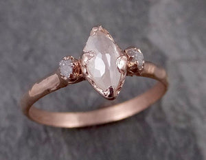 Fancy cut white Diamond Engagement 14k Rose Gold Multi stone Wedding Ring Stacking Rough Diamond Ring byAngeline 1195 - by Angeline