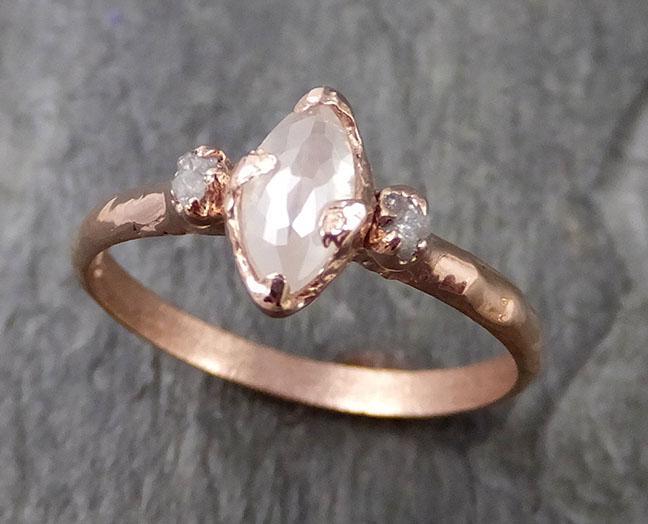 Fancy cut white Diamond Engagement 14k Rose Gold Multi stone Wedding Ring Stacking Rough Diamond Ring byAngeline 1195 - by Angeline