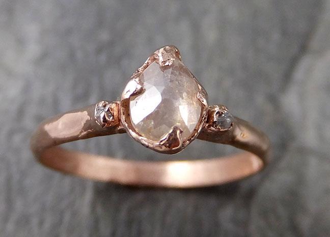 Fancy cut white Diamond Engagement Dainty 14k Rose Gold Multi stone Wedding Ring Stacking Rough Diamond Ring byAngeline 1196 - by Angeline