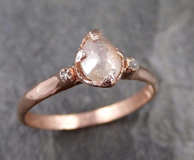 Fancy cut white Diamond Engagement Dainty 14k Rose Gold Multi stone Wedding Ring Stacking Rough Diamond Ring byAngeline 1196 - by Angeline