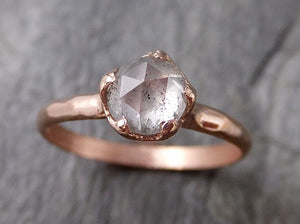 Faceted Fancy cut Salt and pepper Diamond Solitaire Engagement 14k Rose Gold Wedding Ring byAngeline 1199 - by Angeline