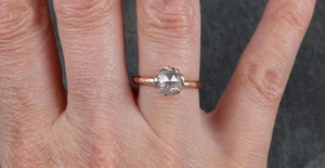 Fancy cut white Diamond Engagement 14k Rose Gold Solitaire stone Wedding Ring Stacking byAngeline 1200 - by Angeline