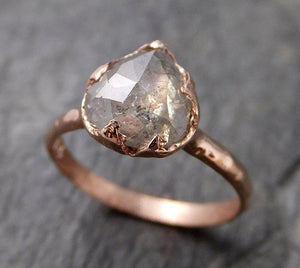 Faceted Fancy cut white Diamond Solitaire Engagement 14k Rose Gold Wedding Ring byAngeline 1207 - by Angeline