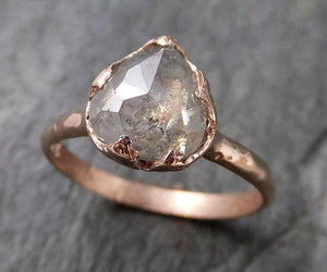 Faceted Fancy cut white Diamond Solitaire Engagement 14k Rose Gold Wedding Ring byAngeline 1207 - by Angeline