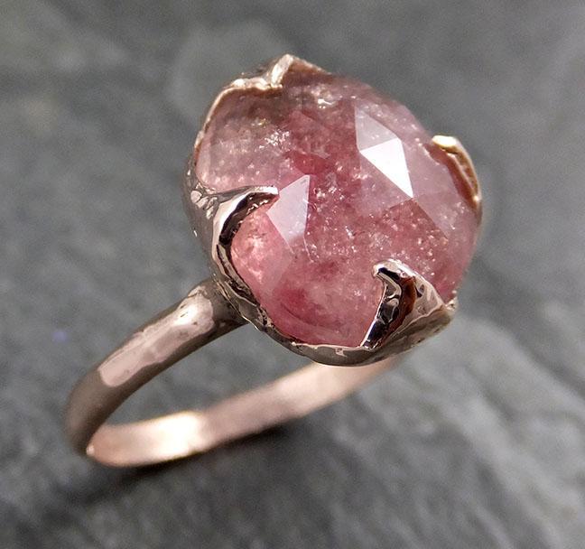 Fancy cut Pink Tourmaline Rose Gold Ring Gemstone Solitaire recycled 14k statement cocktail statement 1210 - by Angeline