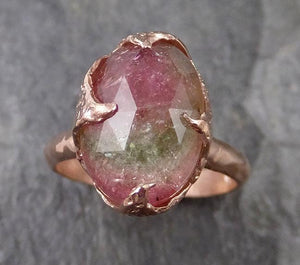 Fancy cut pink Tourmaline Rose Gold Ring Gemstone Solitaire recycled 14k statement cocktail statement 1216 - by Angeline