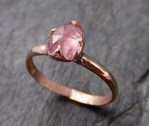 Fancy cut Pink Tourmaline Rose Gold Ring Gemstone Solitaire recycled 14k statement cocktail statement 1217 - by Angeline