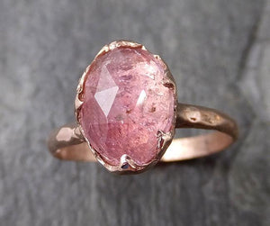 Fancy cut Pink Tourmaline Rose Gold Ring Gemstone Solitaire recycled 14k statement cocktail statement 1224 - by Angeline