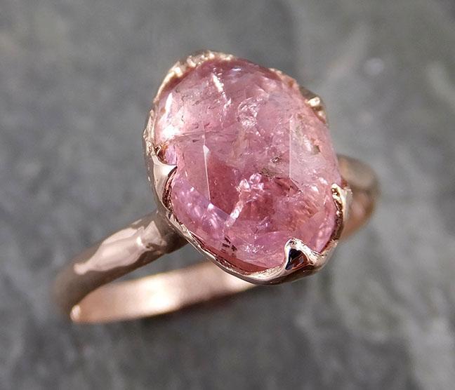 Fancy cut Pink Tourmaline Rose Gold Ring Gemstone Solitaire recycled 14k statement cocktail statement 1224 - by Angeline