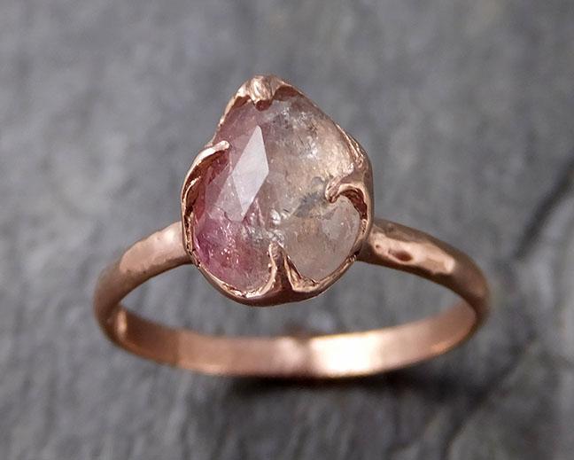 Fancy cut Pink Tourmaline Rose Gold Ring Gemstone Solitaire recycled 14k statement cocktail statement 1229 - by Angeline