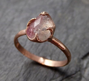 Fancy cut Pink Tourmaline Rose Gold Ring Gemstone Solitaire recycled 14k statement cocktail statement 1229 - by Angeline