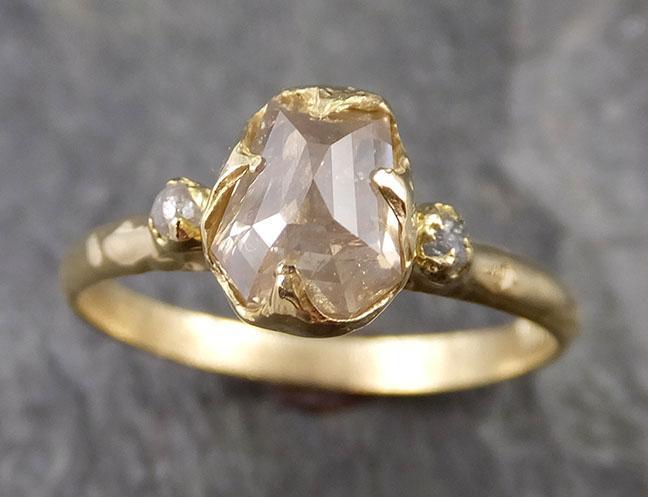 Fancy cut white Diamond Engagement 18k Yellow Gold Multi stone Wedding Ring Stacking Rough Diamond Ring byAngeline 1237 - by Angeline