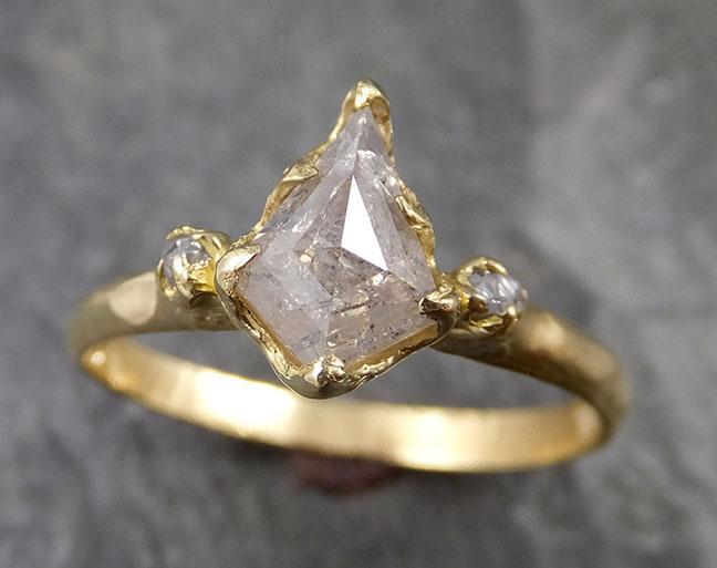 Fancy cut white Diamond Engagement 18k Yellow Gold Multi stone Wedding Ring Stacking Rough Diamond Ring byAngeline 1238 - by Angeline
