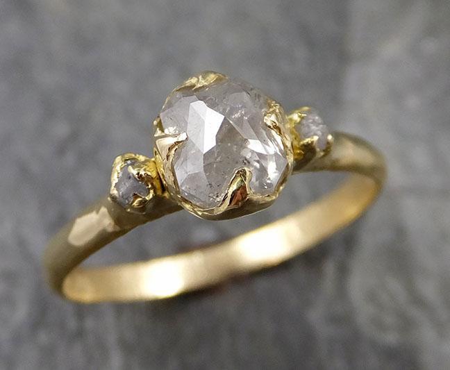 Fancy cut white Diamond Engagement 18k Yellow Gold Multi stone Wedding Ring Stacking Rough Diamond Ring byAngeline 1240 - by Angeline