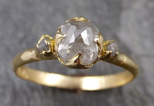 Fancy cut white Diamond Engagement 18k Yellow Gold Multi stone Wedding Ring Stacking Rough Diamond Ring byAngeline 1240 - by Angeline