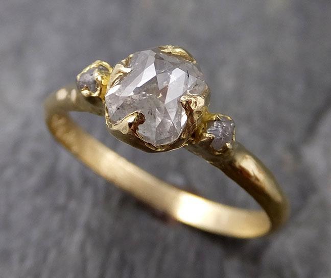 Fancy cut white Diamond Engagement 18k Yellow Gold Multi stone Wedding Ring Stacking Rough Diamond Ring byAngeline 1240 - by Angeline