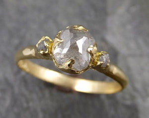 Fancy cut white Diamond Engagement 18k Yellow Gold Multi stone Wedding Ring Stacking Rough Diamond Ring byAngeline 1240 - by Angeline