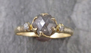 Fancy cut Gray Diamond Engagement 18k Yellow Gold Multi stone Wedding Ring Stacking Rough Diamond Ring byAngeline 1241 - by Angeline
