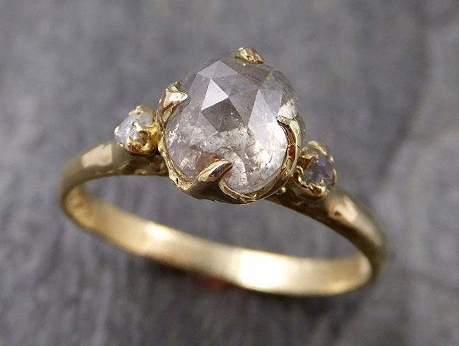 Fancy cut white Diamond Engagement 18k Yellow Gold Multi stone Wedding Ring Stacking Rough Diamond Ring byAngeline 1245 - by Angeline