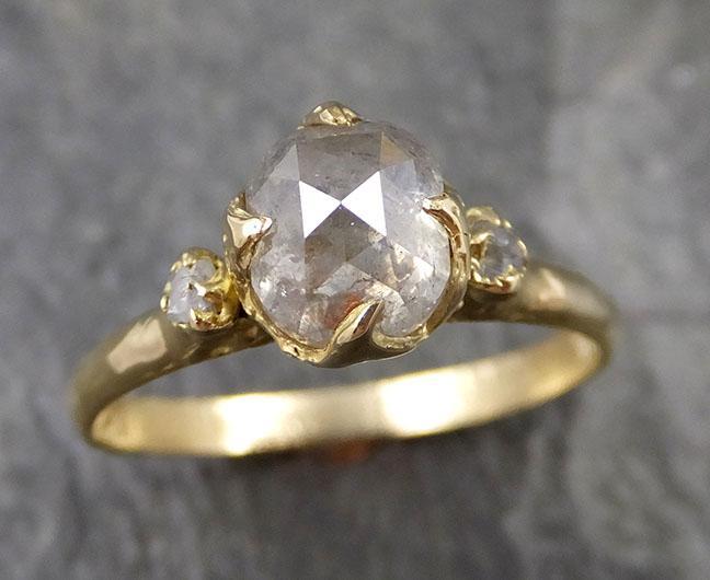 Fancy cut white Diamond Engagement 18k Yellow Gold Multi stone Wedding Ring Stacking Rough Diamond Ring byAngeline 1245 - by Angeline