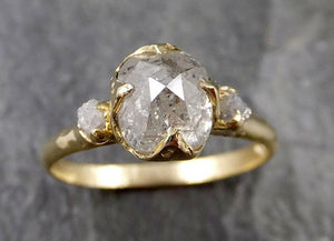 Fancy cut white Diamond Engagement 18k Yellow Gold Multi stone Wedding Ring Stacking Rough Diamond Ring byAngeline 1246 - by Angeline