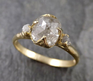 Fancy cut white Diamond Engagement 18k Yellow Gold Multi stone Wedding Ring Stacking Rough Diamond Ring byAngeline 1246 - by Angeline
