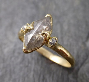 Fancy cut white Diamond Engagement 18k Yellow Gold Multi stone Wedding Ring Stacking Rough Diamond Ring byAngeline 1247 - by Angeline