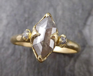 Fancy cut white Diamond Engagement 18k Yellow Gold Multi stone Wedding Ring Stacking Rough Diamond Ring byAngeline 1247 - by Angeline