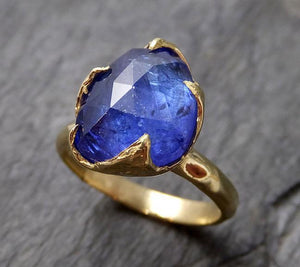 Fancy cut Tanzanite Crystal Solitaire 18k recycled yellow Gold Ring Tanzanite stacking cocktail statement byAngeline 1252 - by Angeline