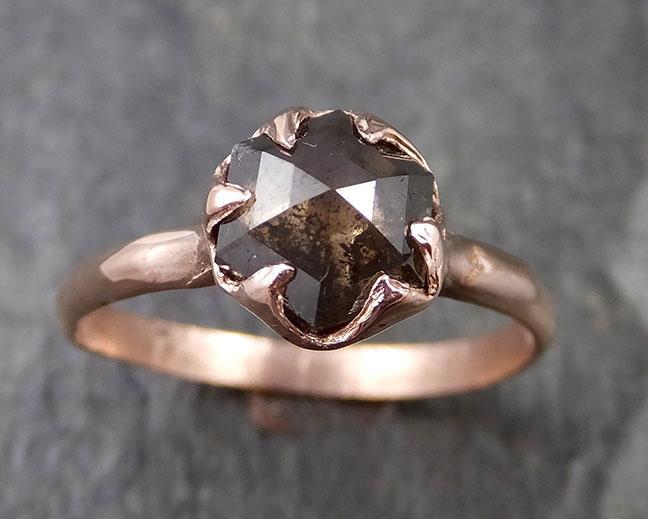 Fancy cut Salt and pepper Solitaire Diamond Engagement 14k Rose Gold Wedding Ring byAngeline 1259 - by Angeline