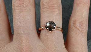 Fancy cut Salt and pepper Solitaire Diamond Engagement 14k Rose Gold Wedding Ring byAngeline 1259 - by Angeline