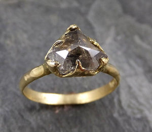 Fancy cut salt and pepper Diamond Solitaire Engagement 18k yellow Gold Wedding Ring Diamond Ring byAngeline 1272 - by Angeline