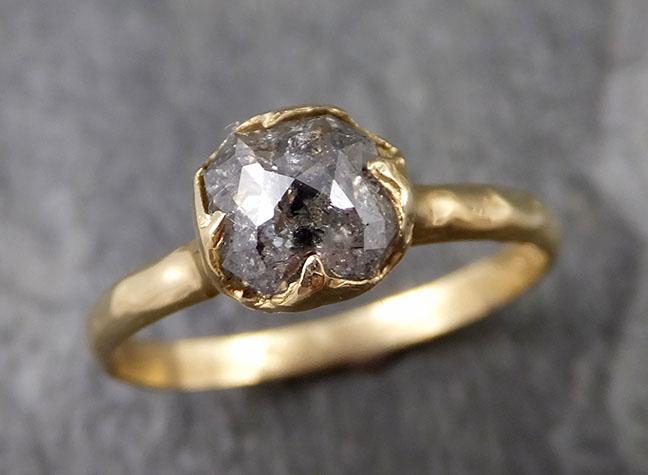 Fancy cut salt and pepper Diamond Solitaire Engagement 14k yellow Gold Wedding Ring Diamond Ring byAngeline 1275 - by Angeline