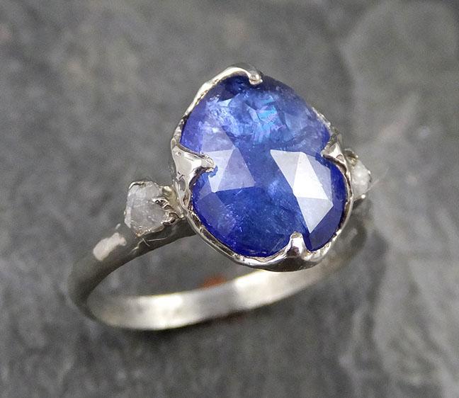 Fancy cut Tanzanite Multi stone 18k recycled White Gold Ring Gemstone stacking cocktail statement byAngeline 1288 - by Angeline