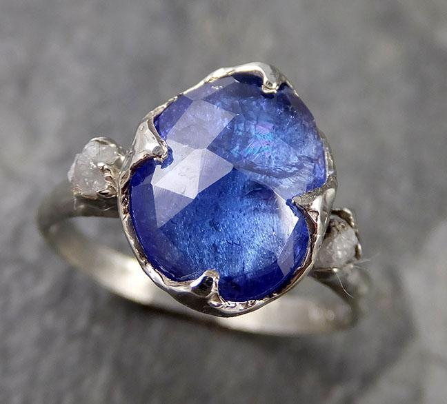 Fancy cut Tanzanite Multi stone 18k recycled White Gold Ring Gemstone stacking cocktail statement byAngeline 1288 - by Angeline