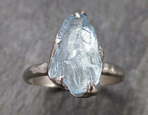 uncut Aquamarine Solitaire Ring Custom One Of a Kind Gemstone Ring Bespoke byAngeline 0920 - by Angeline