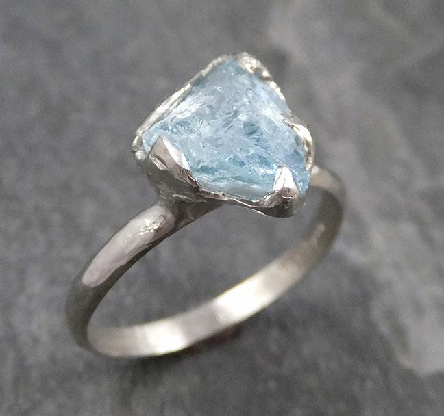 uncut Aquamarine Solitaire Ring Custom One Of a Kind Gemstone Ring Bespoke byAngeline 0922 - by Angeline