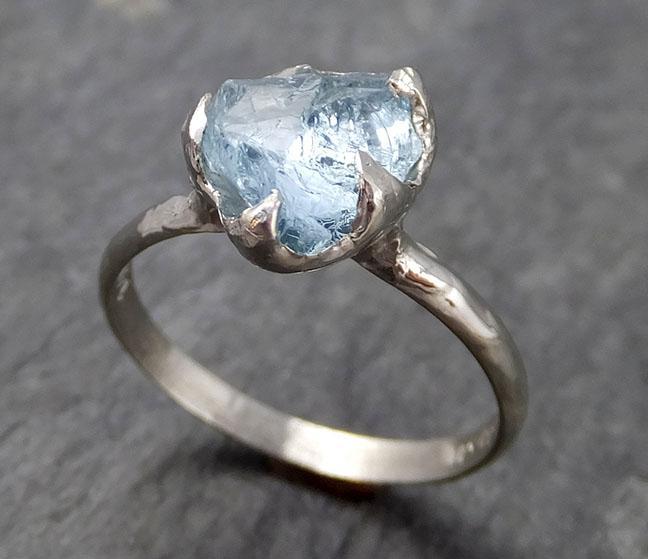 uncut Aquamarine Solitaire Ring Custom One Of a Kind Gemstone Ring Bespoke byAngeline 0922 - by Angeline