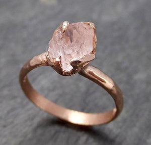 Raw Rough Morganite 14k Rose gold solitaire Pink Gemstone Cocktail Ring Statement Ring Raw gemstone Jewelry by Angeline 0924 - by Angeline