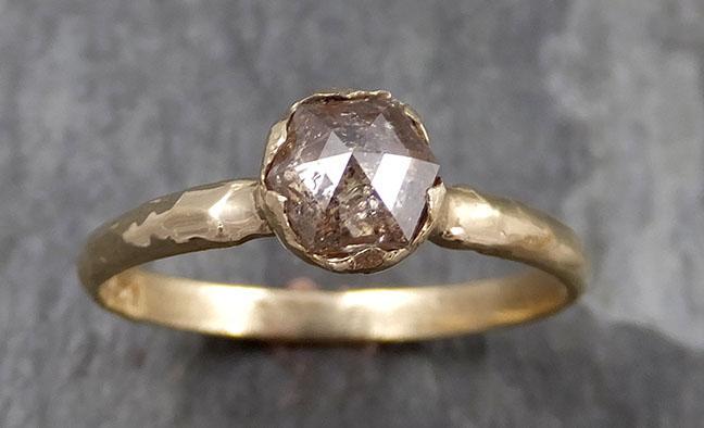 Fancy cut Champagne Diamond 14k Yellow gold Solitaire Ring Gold Gemstone Engagement Ring Raw gemstone Jewelry 0796 - Gemstone ring by Angeline