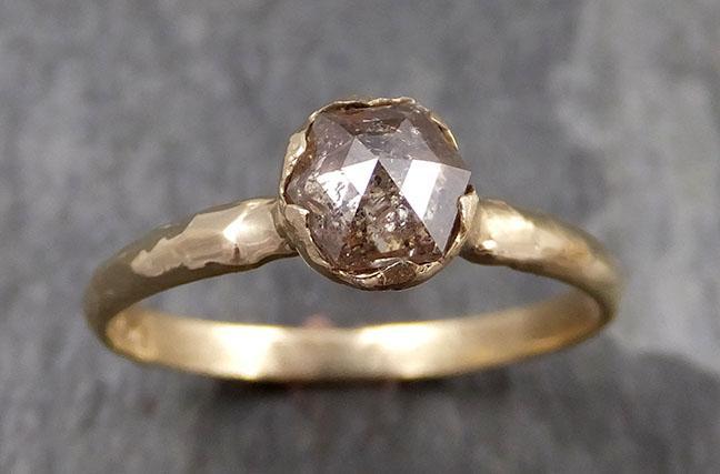 Fancy cut Champagne Diamond 14k Yellow gold Solitaire Ring Gold Gemstone Engagement Ring Raw gemstone Jewelry 0796 - Gemstone ring by Angeline