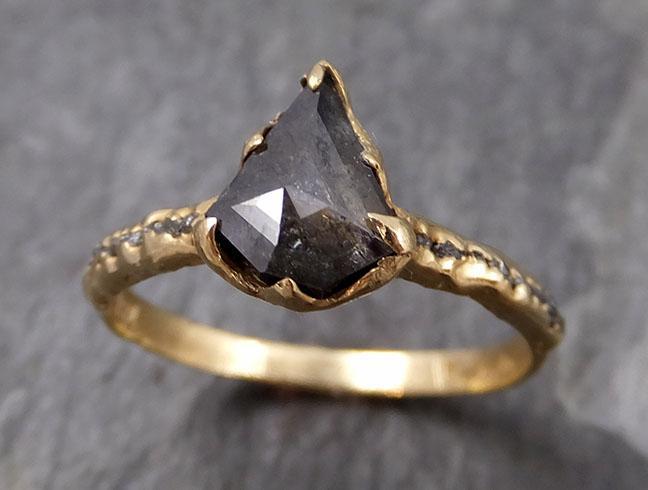 Fancy cut Salt and pepper Diamond Engagement 14k yellow Gold Wedding Ring  byAngeline 0798 - Gemstone ring by Angeline
